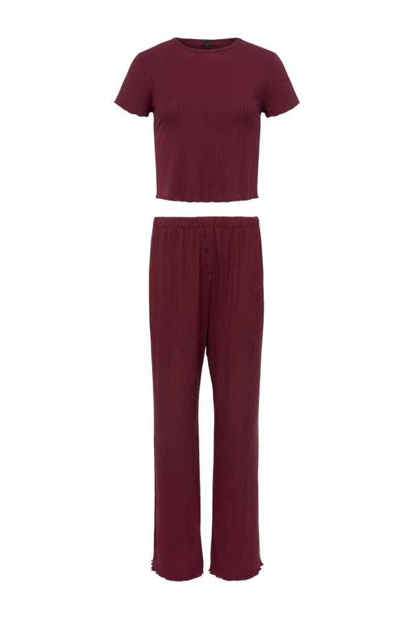 Mini Rib Pajama Set | Ruby — packshot