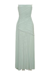 Monet Strapless Ruched Mesh Maxi Dress - Aqua — packshot