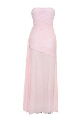 Monet Strapless Ruched Mesh Maxi Dress - Ballet — packshot