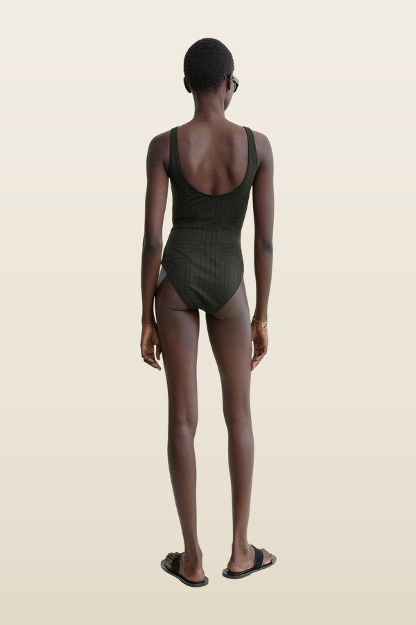 Monogram pointelle swimsuit — model back