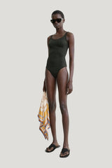 Monogram pointelle swimsuit — model front