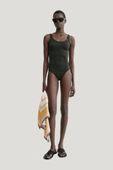 Monogram pointelle swimsuit — model side