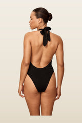 Montego Bodysuit - Black Treble Knit — model back