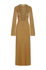 Montego Dress - Antique Gold Lurex Lace Crochet — packshot