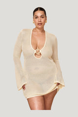 Montego Mini Dress - Ivory Treble Knit — model front