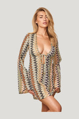 Montego Mini Tie Dress - Porto Cervo Multi — model front
