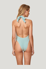 Montego One Piece - Light Slate Crinkle — model side