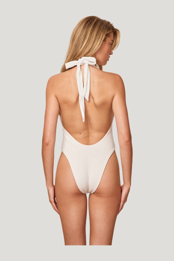 Montego One Piece - White Rib — model side