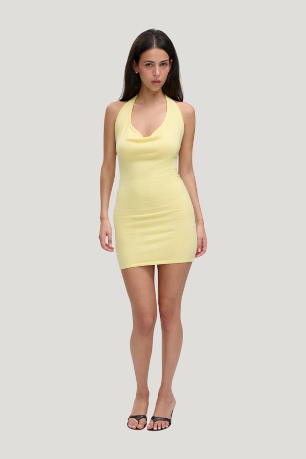 Moon Cloud Knit Mini Dress — model side