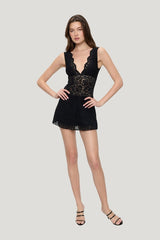 Moon Dance Lace Mini Dress — model front