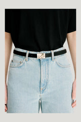 MORGAN LDS Pony-effect leather belt — model front