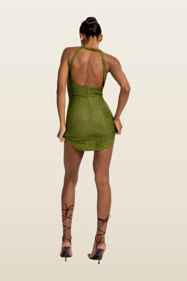 Munekita dress in Peridot Glow — model back