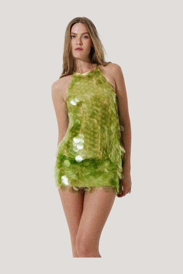 Museum jumpsuit in Matcha — model front