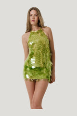 Museum jumpsuit in Matcha — model front