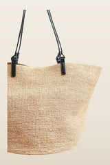 Natural Raffia Tote — model back