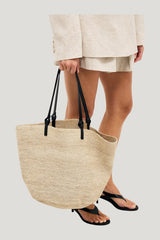 Natural Raffia Tote — model side