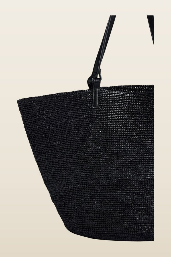 Natural Raffia Tote — model back