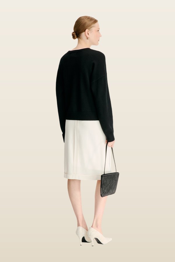NICOLA Bicolor cashmere cardigan — model back