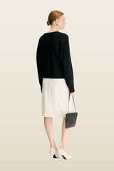 NICOLA Bicolor cashmere cardigan — model back