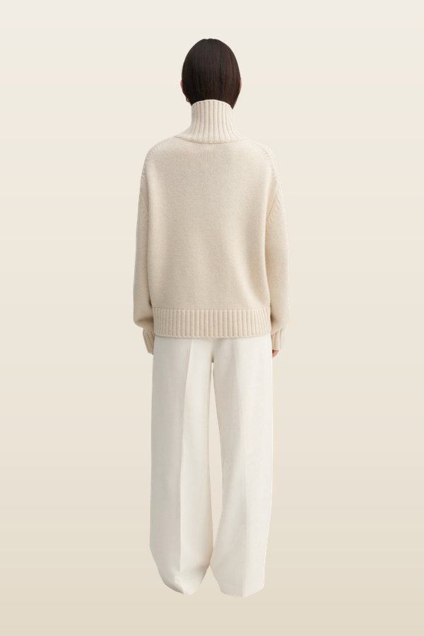 Nola Turtleneck Sweater, vanilla — model back