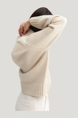 Nola Turtleneck Sweater, vanilla — model side