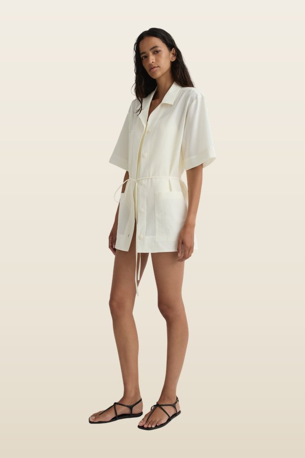 Noosa Mini Tee Dress - Natural — model back
