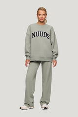nuuds Varsity Oversized Crew | Pistachio — model front