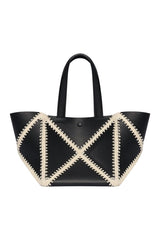 Origami Tote Mini - Alt-Nappa crochet tote - Black/Crème — packshot