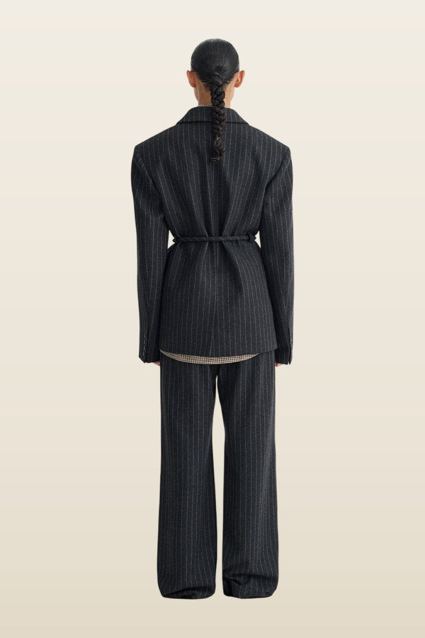 Osono - Pinstripe wool blazer — model back