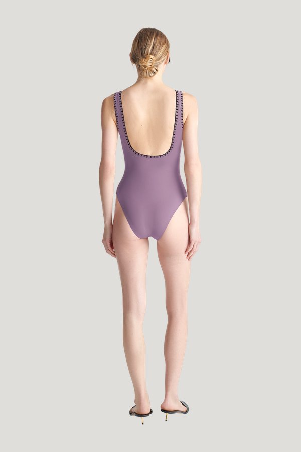 Sorena - Recycled nylon swimsuit — model side
