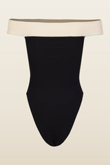 Off Shoulder One Piece (Faux Suede — model back