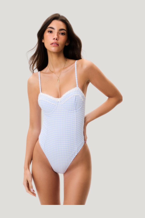 Olivienne Gingham One-Piece Swimsuit — model front