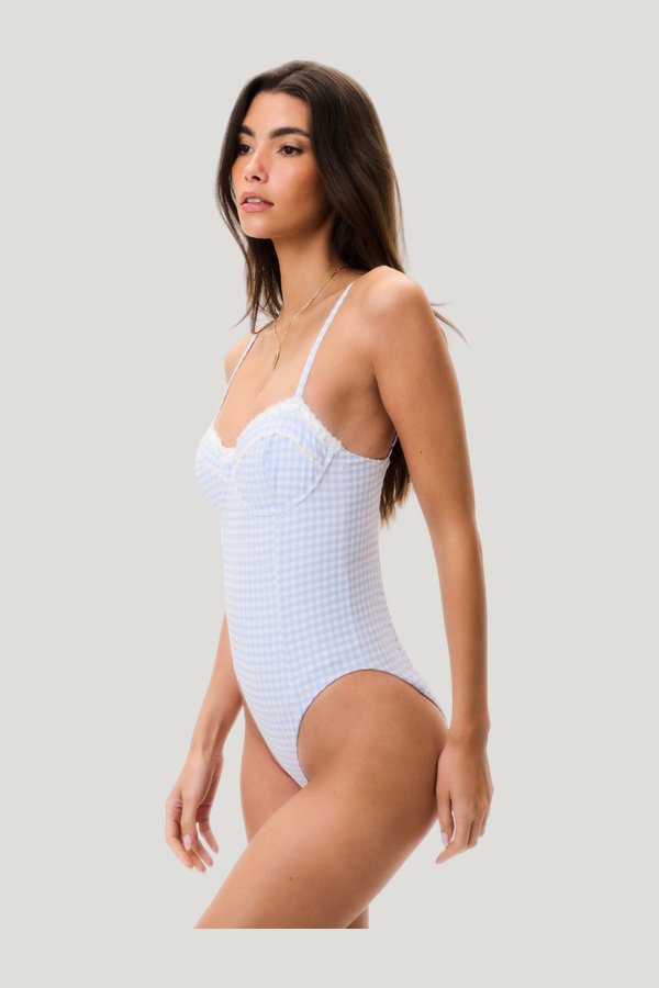 Olivienne Gingham One-Piece Swimsuit — model side