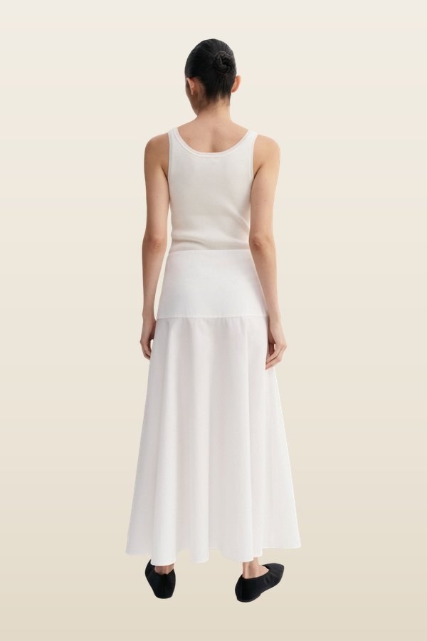Ona Poplin Skirt, — model back