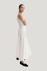 Ona Poplin Skirt, — model side