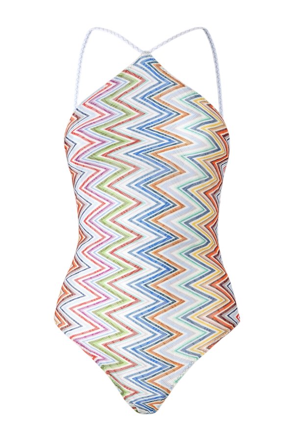 One-piece swimsuit with halterneck — packshot