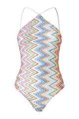 One-piece swimsuit with halterneck — packshot