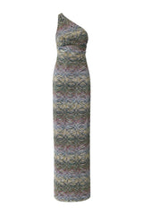 One-shoulder space-dye viscose long dress — packshot