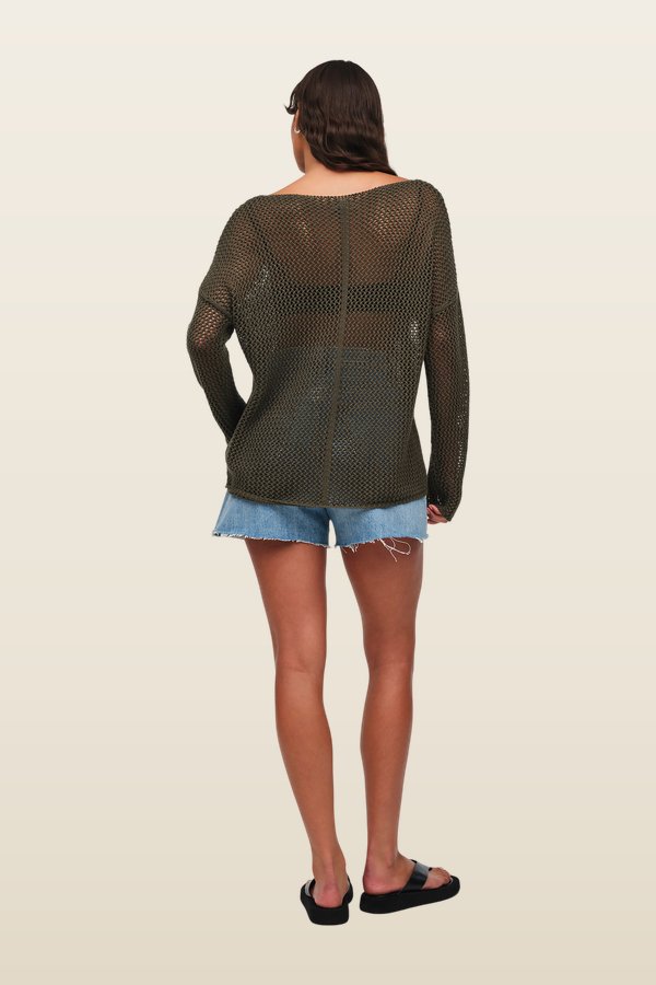 Open Knit Sweater | Darkest — model back