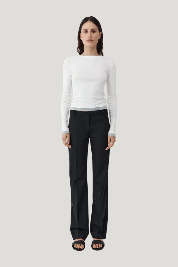 Organic Cotton Layered Long Sleeve Top — model front