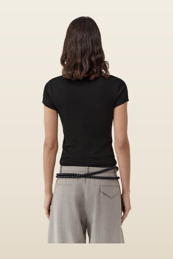 Organic Cotton V Neck Tee - Jet — model back