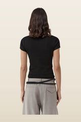 Organic Cotton V Neck Tee - Jet — model back
