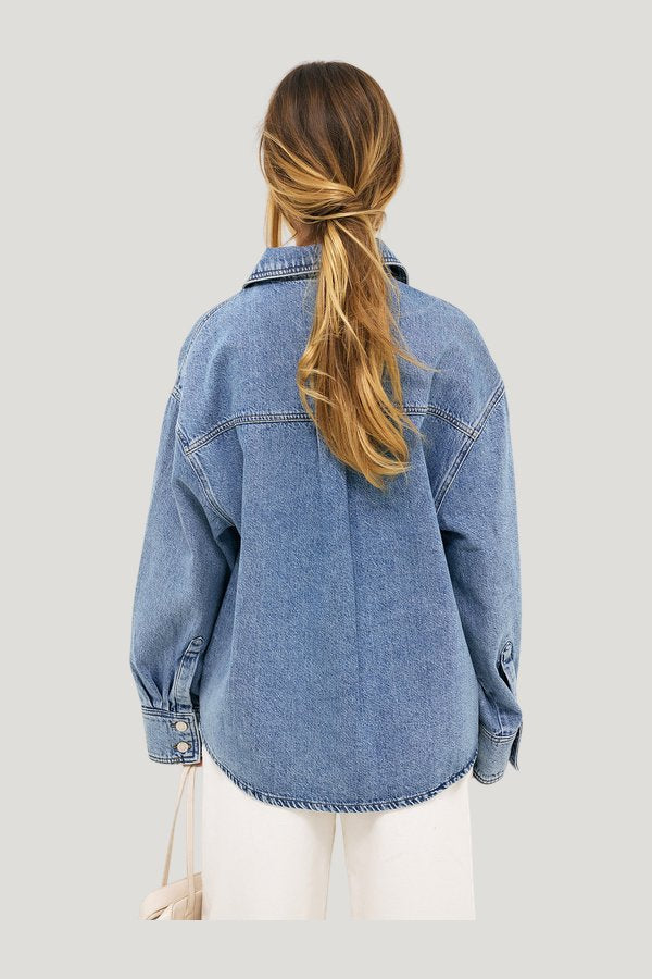 Oversized Denim Shirt — model front