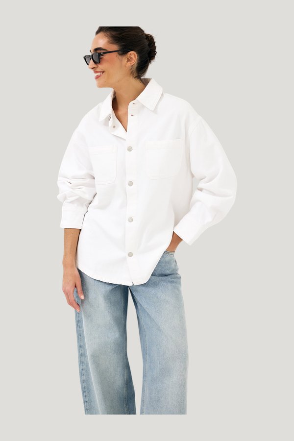 Oversized Denim Shirt — model front