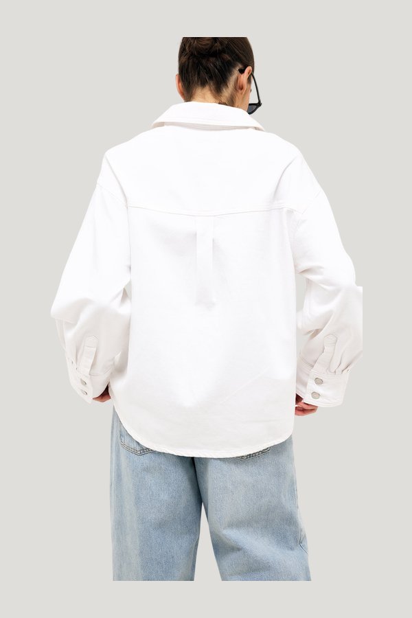 Oversized Denim Shirt — model side