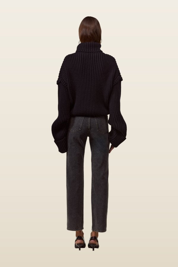 Oversized Ribbed Wool Sweater — model back