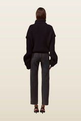 Oversized Ribbed Wool Sweater — model back