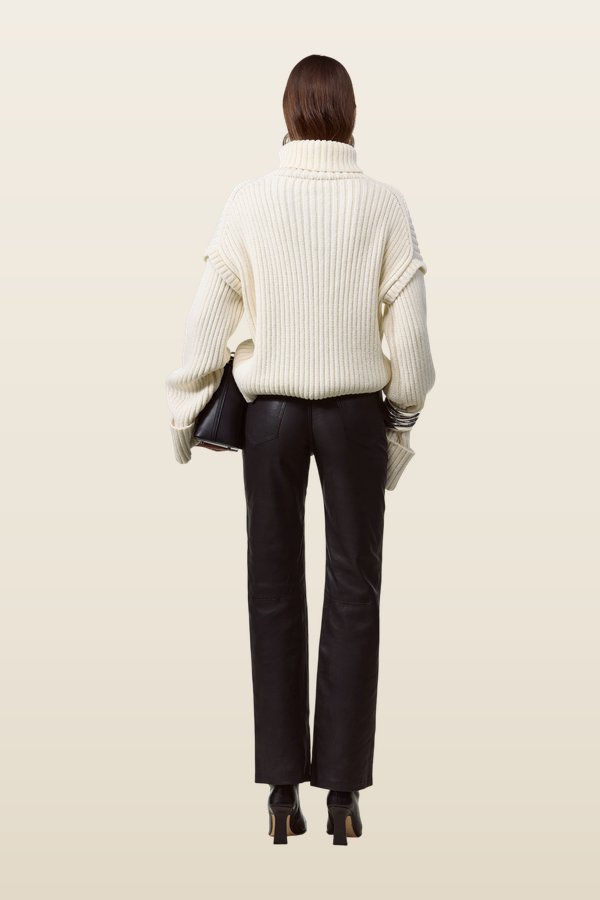 Oversized Ribbed Wool Sweater — model back