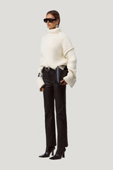 Oversized Ribbed Wool Sweater — model side