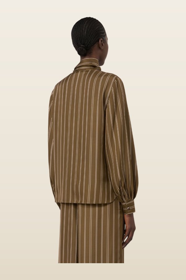 Stripe-print silk blouse - KAKI — model back